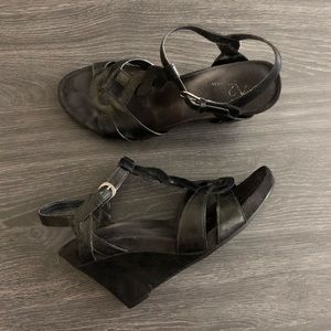 Black wedge sandals